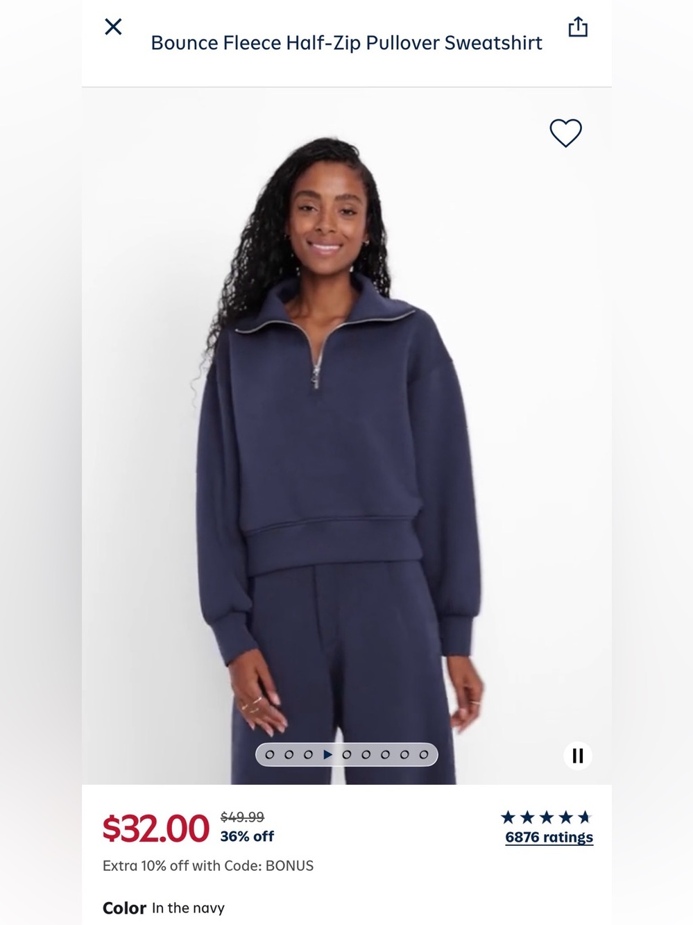 Old Navy Women's Navy Half-Zip Sweatshirt